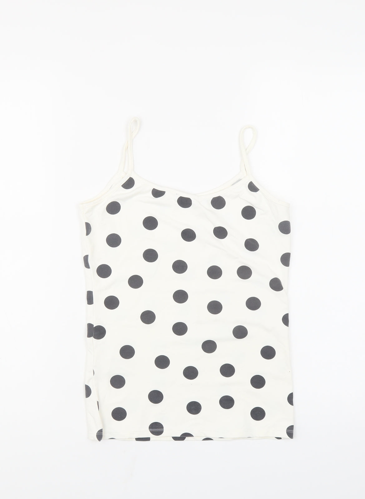 Zara Womens White Polka Dot Polyamide Camisole Tank Size S Round Neck