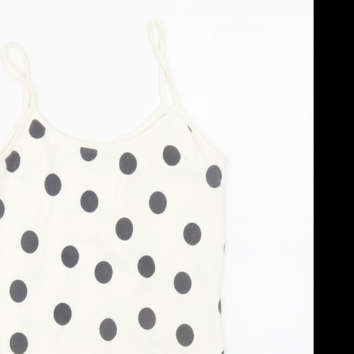Zara Womens White Polka Dot Polyamide Camisole Tank Size S Round Neck