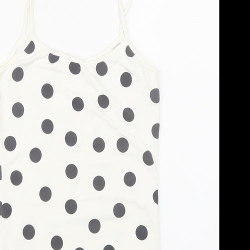 Zara Womens White Polka Dot Polyamide Camisole Tank Size S Round Neck