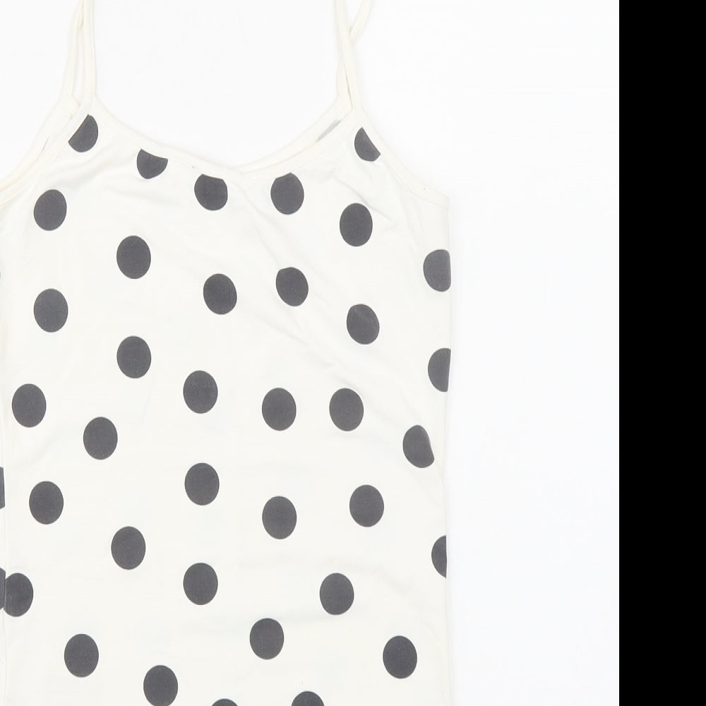 Zara Womens White Polka Dot Polyamide Camisole Tank Size S Round Neck