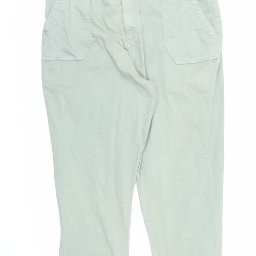marks and Womens Green Cotton Tapered Jeans Size 22 L27 in Regular Zip - Elasticated Waist Pockets