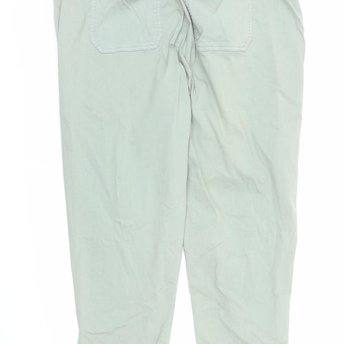 marks and Womens Green Cotton Tapered Jeans Size 22 L27 in Regular Zip - Elasticated Waist Pockets