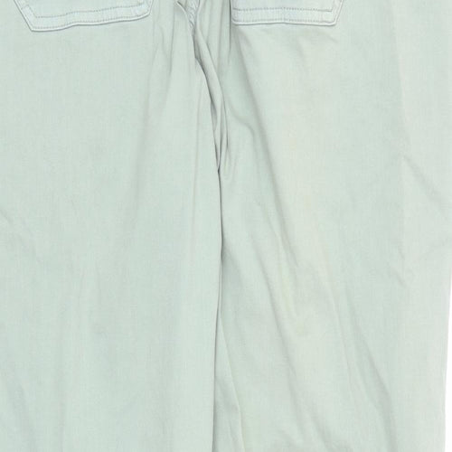 marks and Womens Green Cotton Tapered Jeans Size 22 L27 in Regular Zip - Elasticated Waist Pockets
