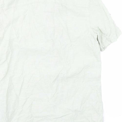 ASOS Mens Green Linen Button-Up Size M Collared Button