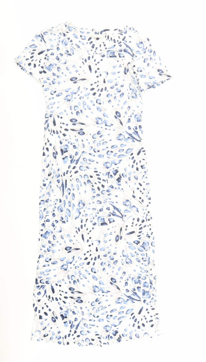 Marks and Spencer Womens White Animal Print Cotton Top Dress Size XS - Leopard Pattern