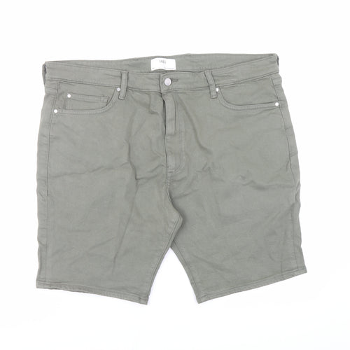 Marks and Spencer Mens Green Cotton Biker Shorts Size 42 in L9 in Regular Zip - Pockets