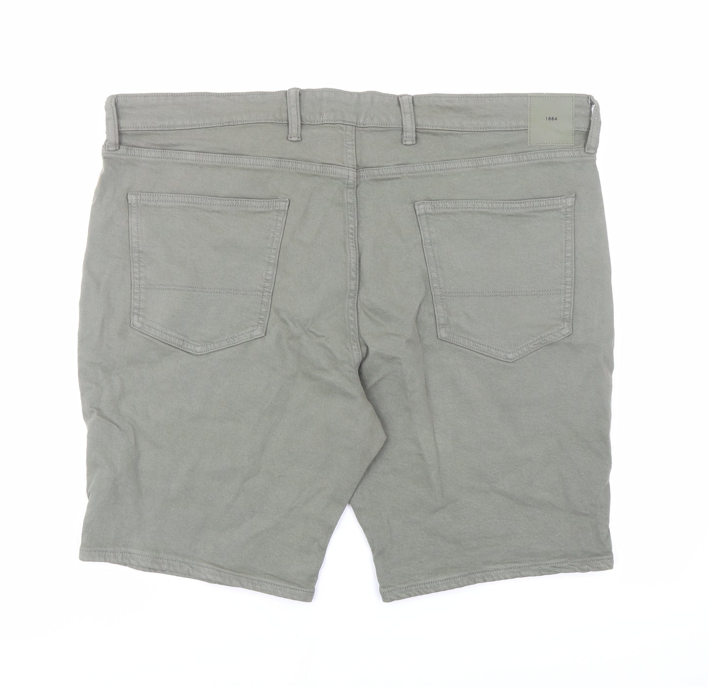 Marks and Spencer Mens Green Cotton Biker Shorts Size 42 in L9 in Regular Zip - Pockets