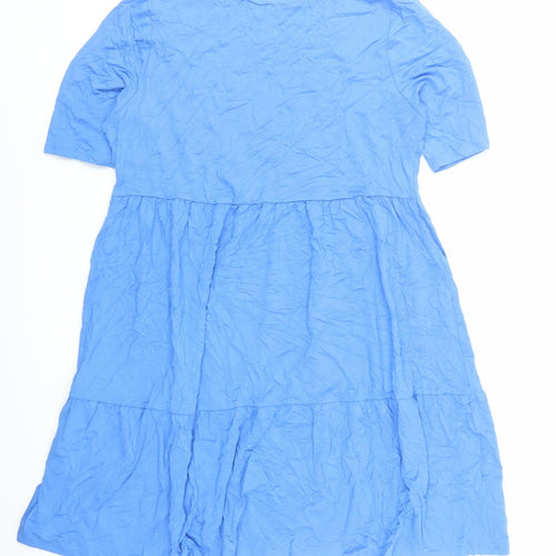 Marks and Spencer Womens Blue Viscose T-Shirt Dress Size 16 Round Neck Pullover
