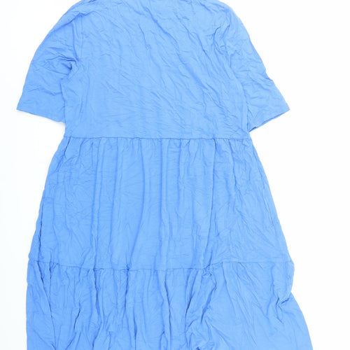 Marks and Spencer Womens Blue Viscose T-Shirt Dress Size 16 Round Neck Pullover