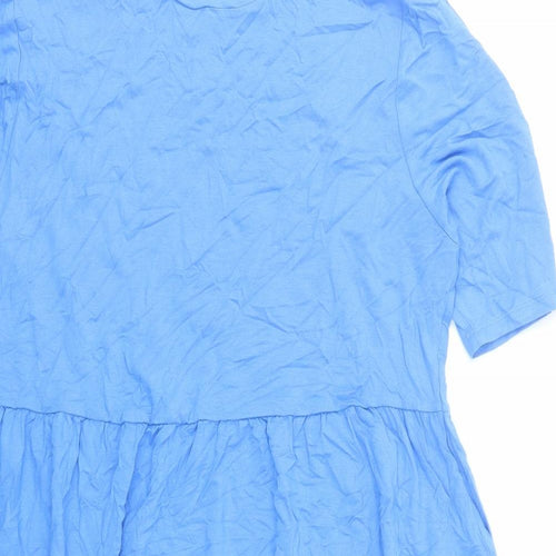Marks and Spencer Womens Blue Viscose T-Shirt Dress Size 16 Round Neck Pullover