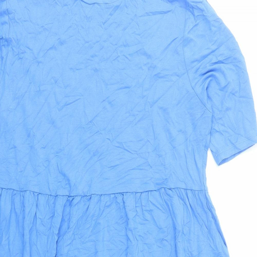 Marks and Spencer Womens Blue Viscose T-Shirt Dress Size 16 Round Neck Pullover