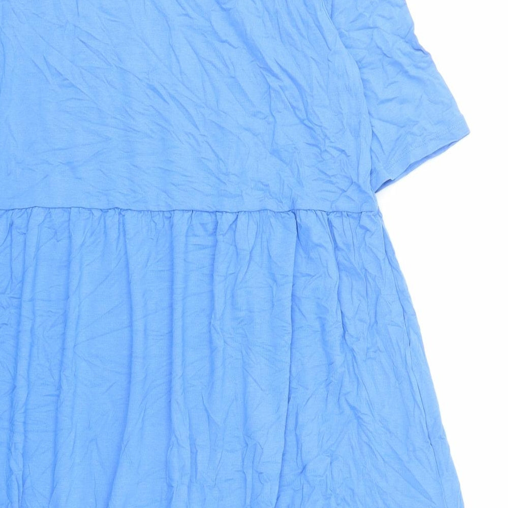 Marks and Spencer Womens Blue Viscose T-Shirt Dress Size 16 Round Neck Pullover