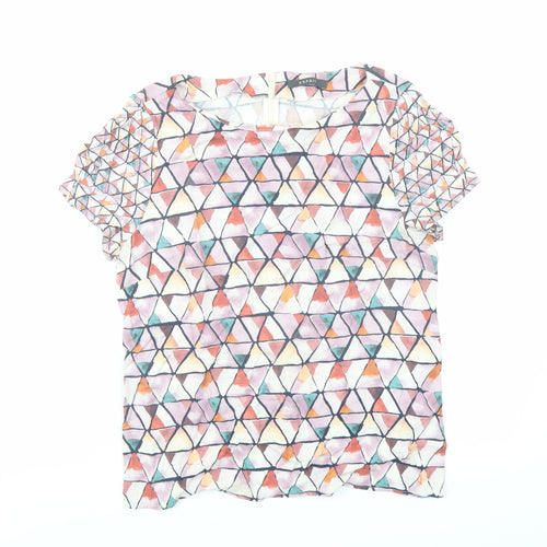 Esprit Womens Multicoloured Geometric Viscose Basic Blouse Size 12 Round Neck