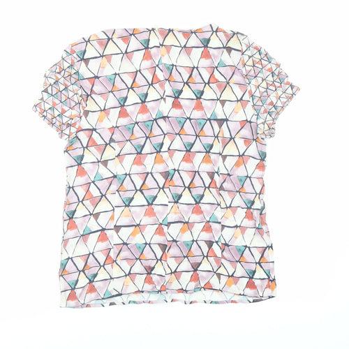 Esprit Womens Multicoloured Geometric Viscose Basic Blouse Size 12 Round Neck