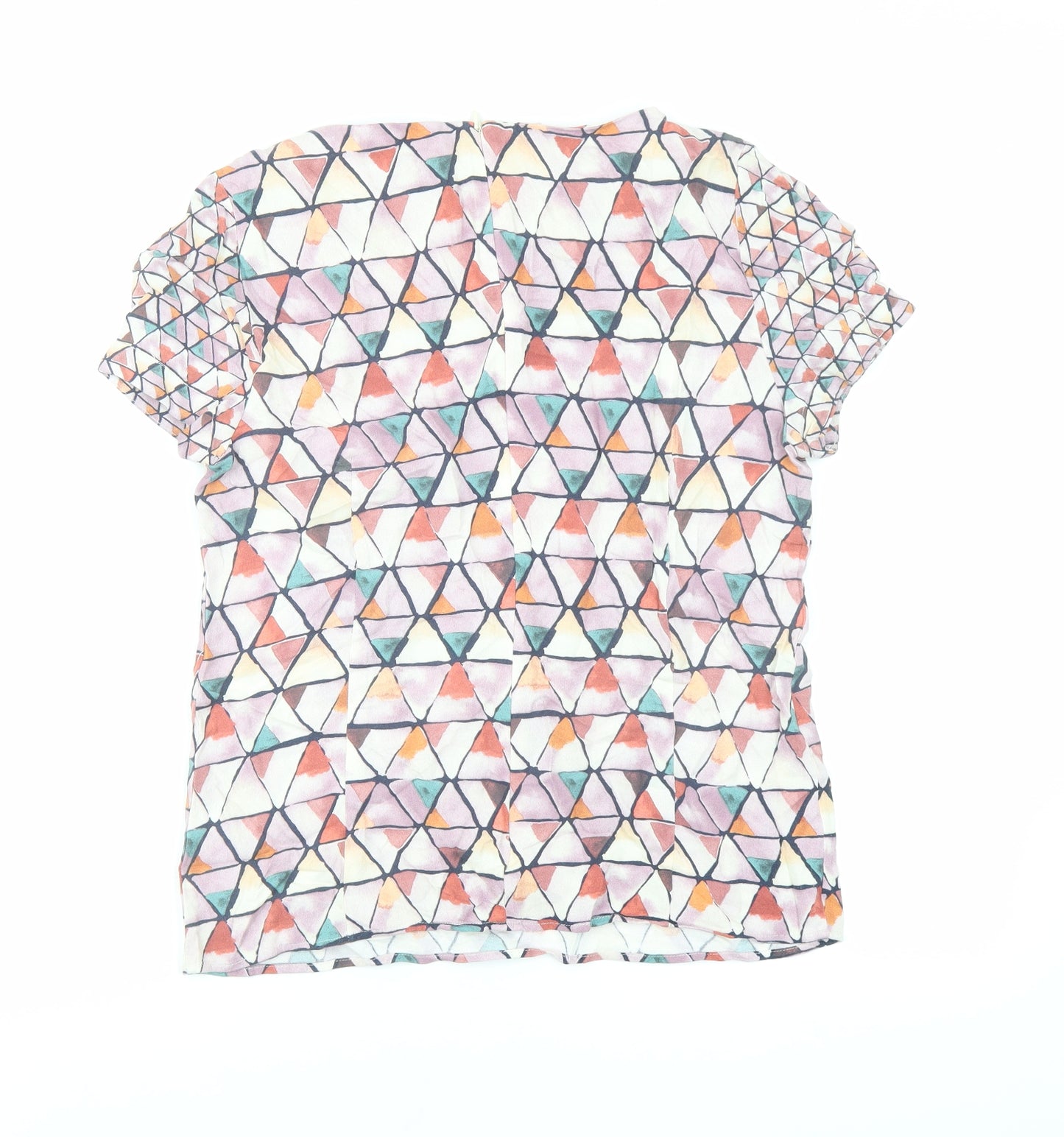 Esprit Womens Multicoloured Geometric Viscose Basic Blouse Size 12 Round Neck