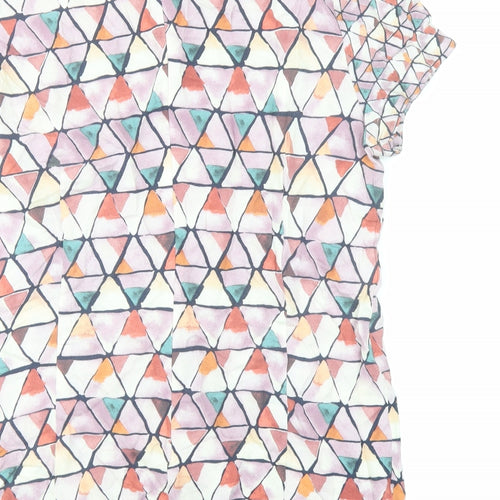 Esprit Womens Multicoloured Geometric Viscose Basic Blouse Size 12 Round Neck
