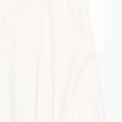 H&M Womens White Cotton Tank Dress Size 10 Square Neck Pullover