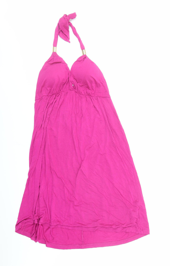 Debenhams Womens Pink Viscose Cover Up Size 12 - Halter Neck