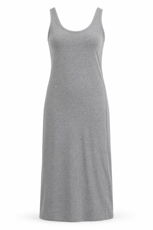 Front view of Vero Moda women’s grey polyester tank dress, size XS, round neck pullover