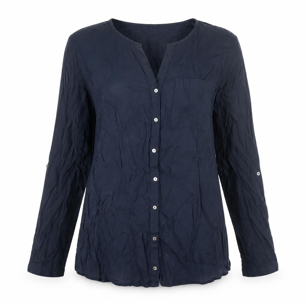 Monsoon Womens Blue Viscose Basic Button-Up Size 12 V-Neck