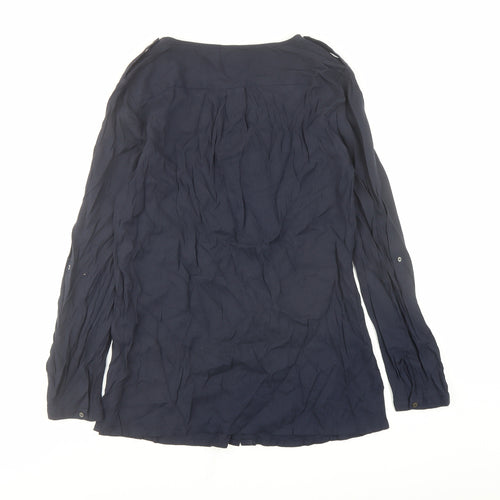 Monsoon Womens Blue Viscose Basic Button-Up Size 12 V-Neck