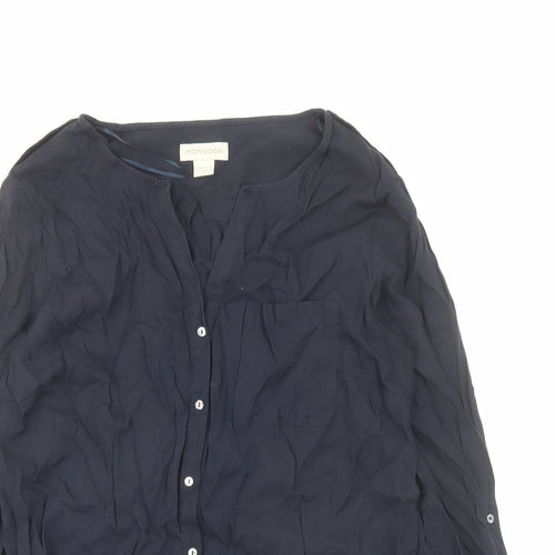Monsoon Womens Blue Viscose Basic Button-Up Size 12 V-Neck