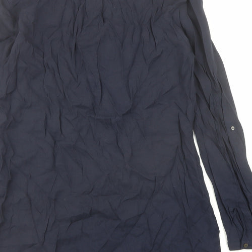 Monsoon Womens Blue Viscose Basic Button-Up Size 12 V-Neck