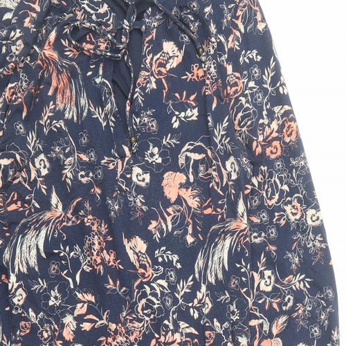 Monsoon Womens Blue Herringbone Viscose A-Line Size 12 Round Neck Pullover