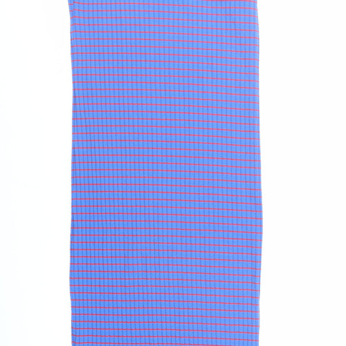 River Island Womens Blue Striped Polyester Tank Dress Size 12 V-Neck Pullover