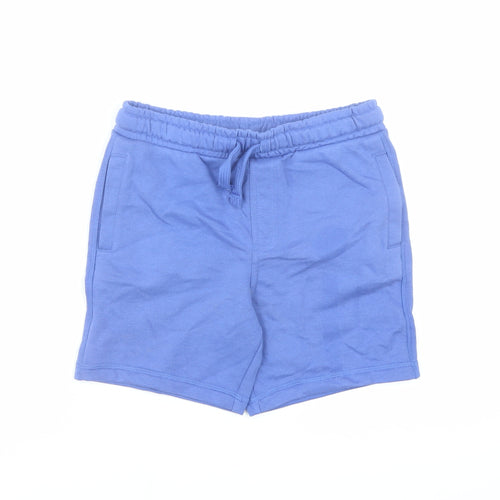 Marks and Spencer Boys Blue Cotton Sweat Shorts Size 6-7 Years Regular Drawstring - Elasticated Waist Pockets Inside Leg 5 Inches