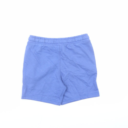 Marks and Spencer Boys Blue Cotton Sweat Shorts Size 6-7 Years Regular Drawstring - Elasticated Waist Pockets Inside Leg 5 Inches
