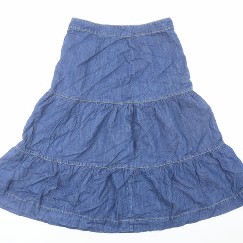 Mons Womens Blue Cotton Swing Skirt Size 12 Zip