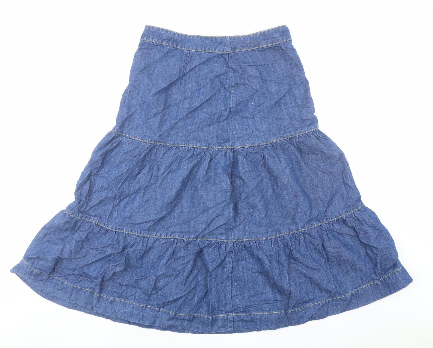Mons Womens Blue Cotton Swing Skirt Size 12 Zip