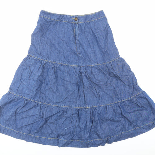 Mons Womens Blue Cotton Swing Skirt Size 12 Zip