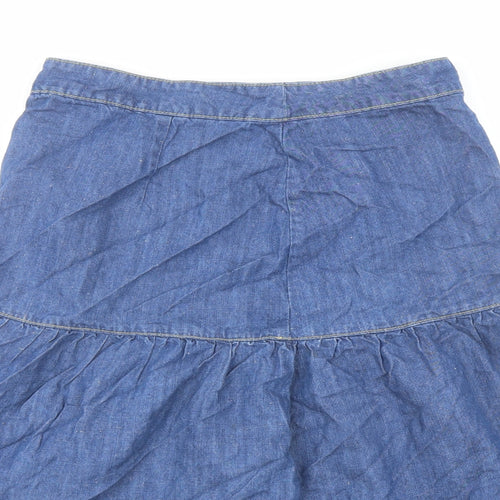 Mons Womens Blue Cotton Swing Skirt Size 12 Zip
