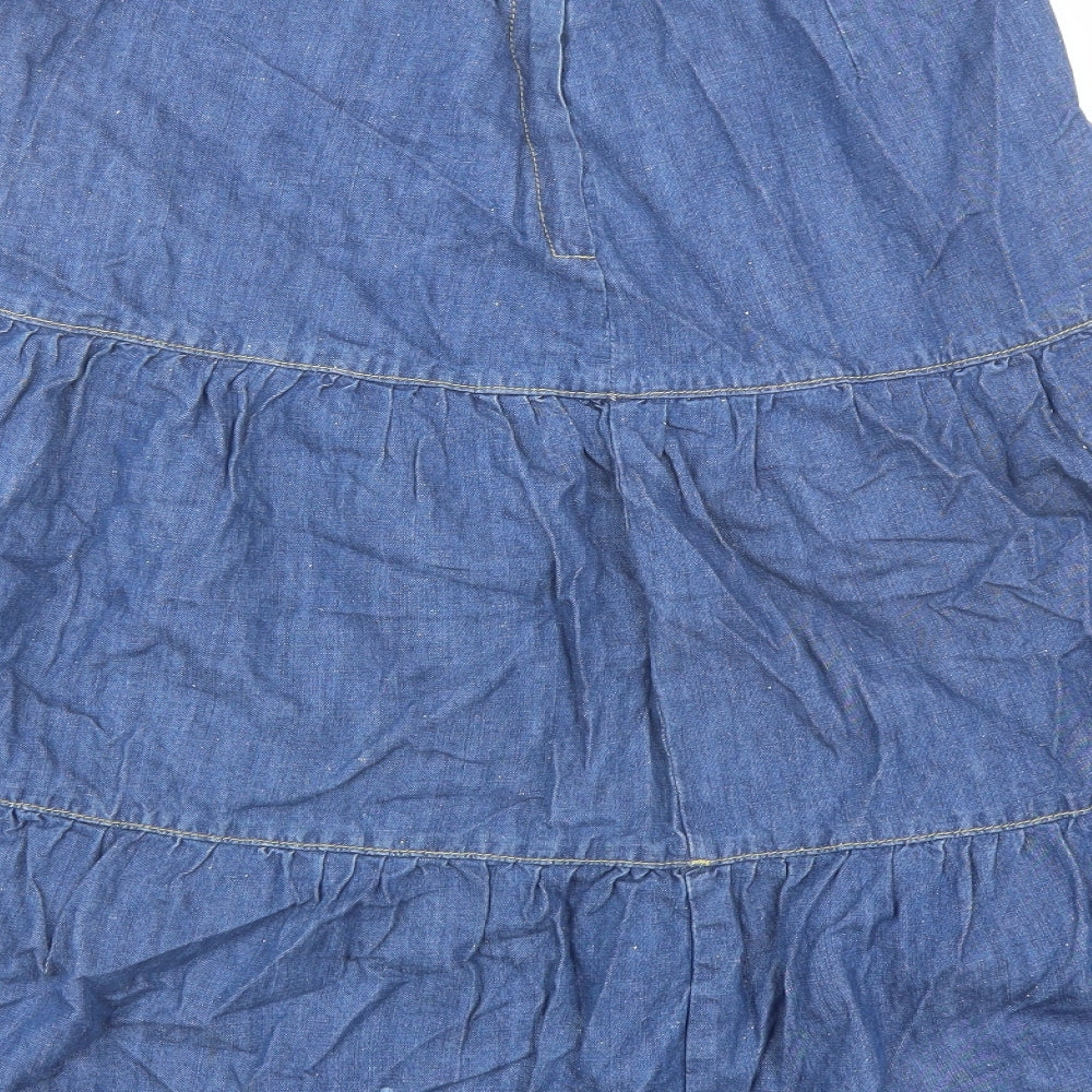 Mons Womens Blue Cotton Swing Skirt Size 12 Zip
