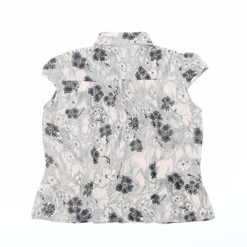 Marks and Spencer Womens Pink Floral Polyester Basic Blouse Size 18 Collared