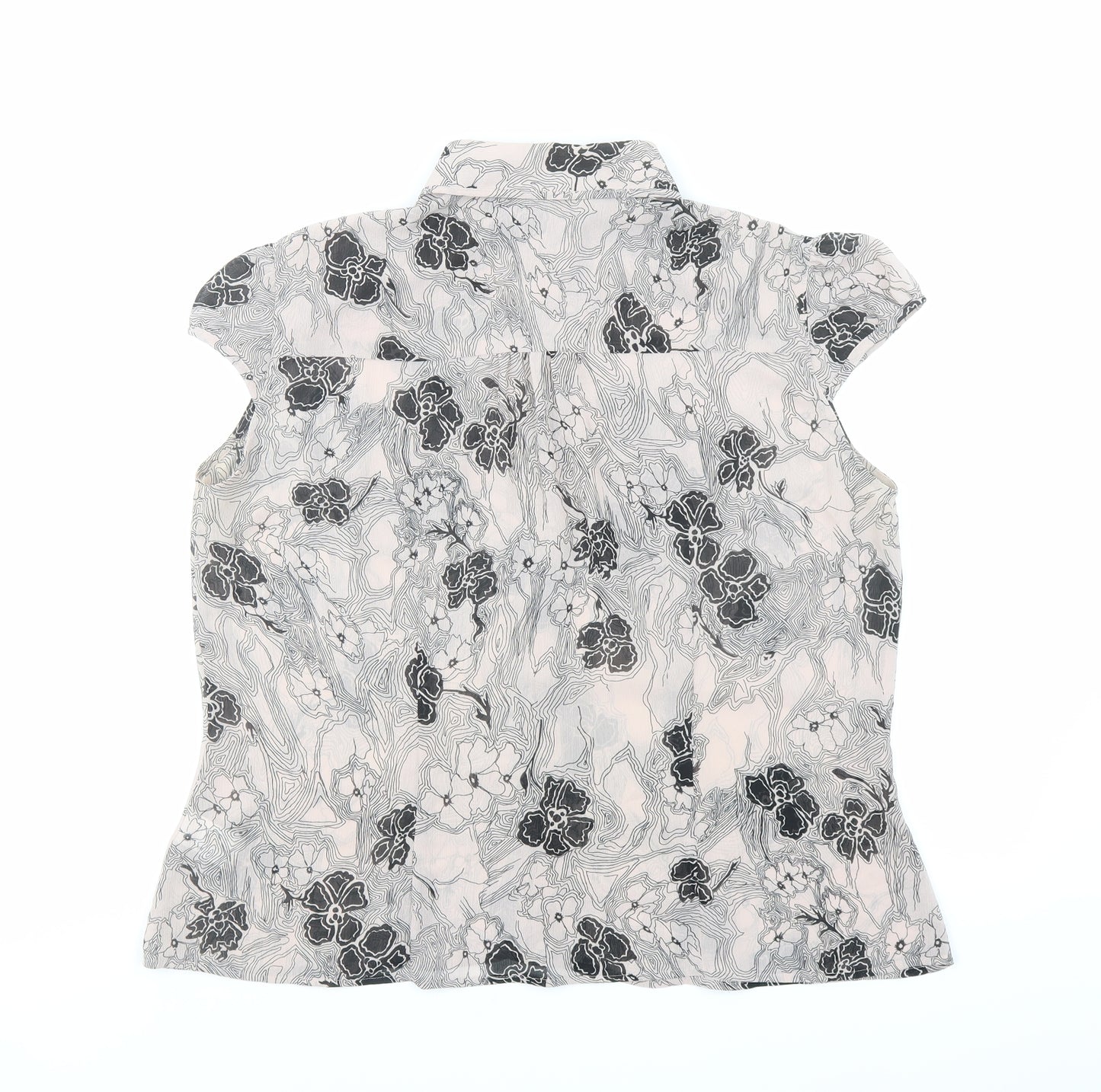 Marks and Spencer Womens Pink Floral Polyester Basic Blouse Size 18 Collared