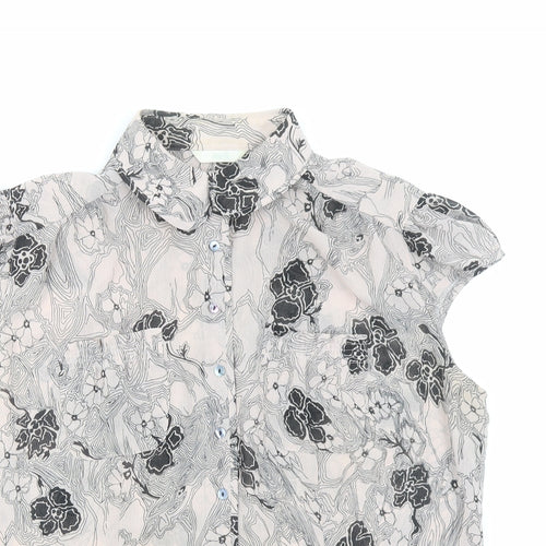 Marks and Spencer Womens Pink Floral Polyester Basic Blouse Size 18 Collared