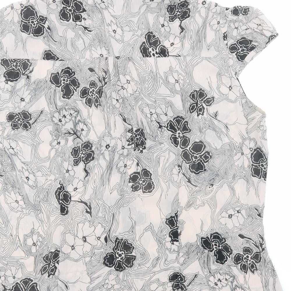 Marks and Spencer Womens Pink Floral Polyester Basic Blouse Size 18 Collared