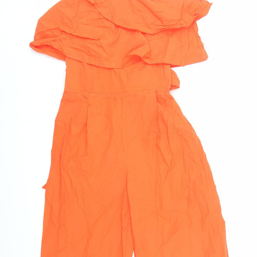Zara Womens Orange Cotton Jumpsuit One-Piece Size M L19 in Zip