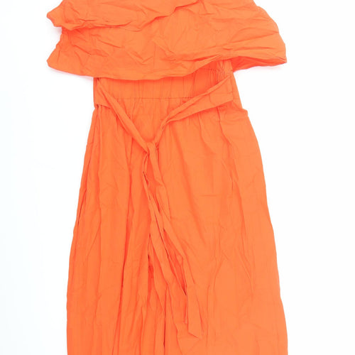 Zara Womens Orange Cotton Jumpsuit One-Piece Size M L19 in Zip