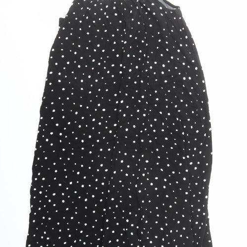 Marks and Spencer Womens Black Polka Dot Viscose Slip Dress Size 12 Round Neck Pullover