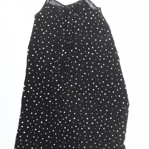 Marks and Spencer Womens Black Polka Dot Viscose Slip Dress Size 12 Round Neck Pullover