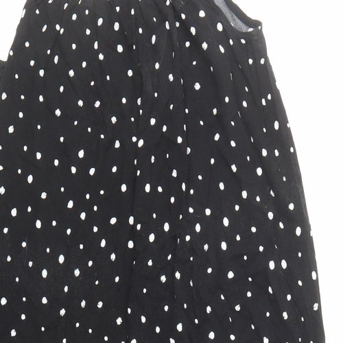 Marks and Spencer Womens Black Polka Dot Viscose Slip Dress Size 12 Round Neck Pullover