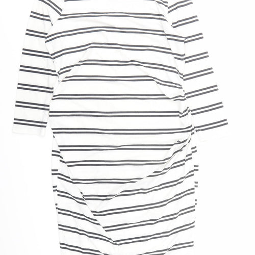 ASOS Womens White Striped Polyester Pencil Dress Size 10 Round Neck Pullover