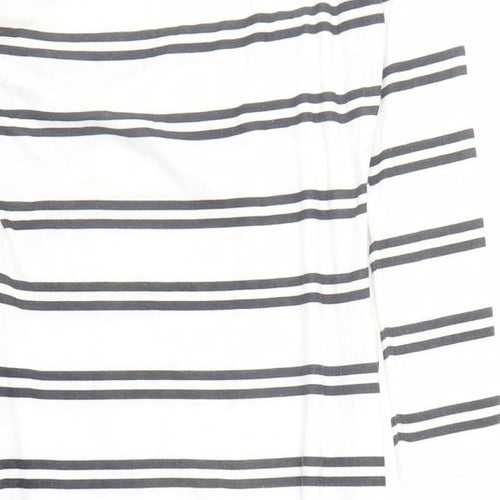ASOS Womens White Striped Polyester Pencil Dress Size 10 Round Neck Pullover