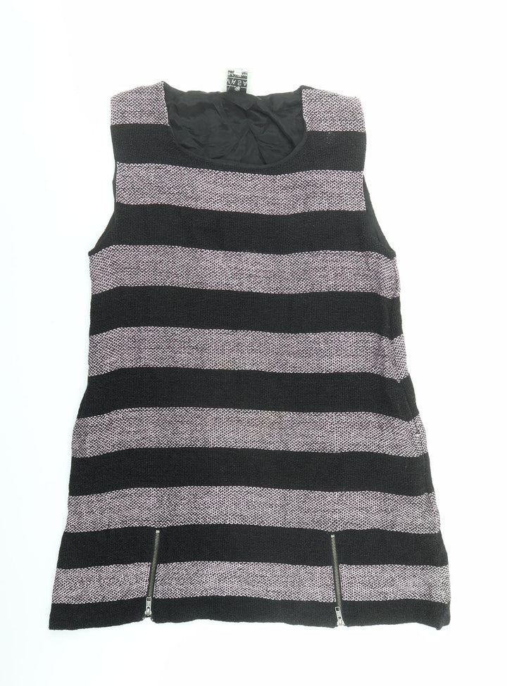 Masai Womens Black Colourblock Cotton Basic Tank Size M Round Neck