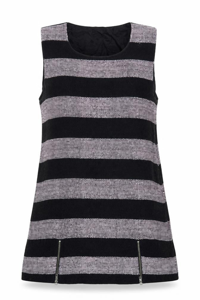 Front view of Masai women’s black colourblock cotton basic tank, size M, round neck