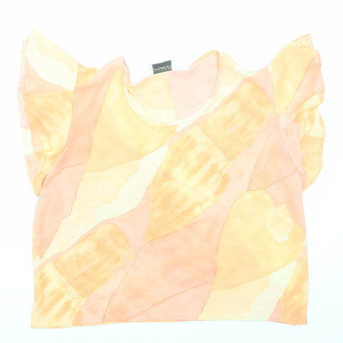 Chianti Womens Orange Geometric Polyester Basic Blouse Size 16 Round Neck